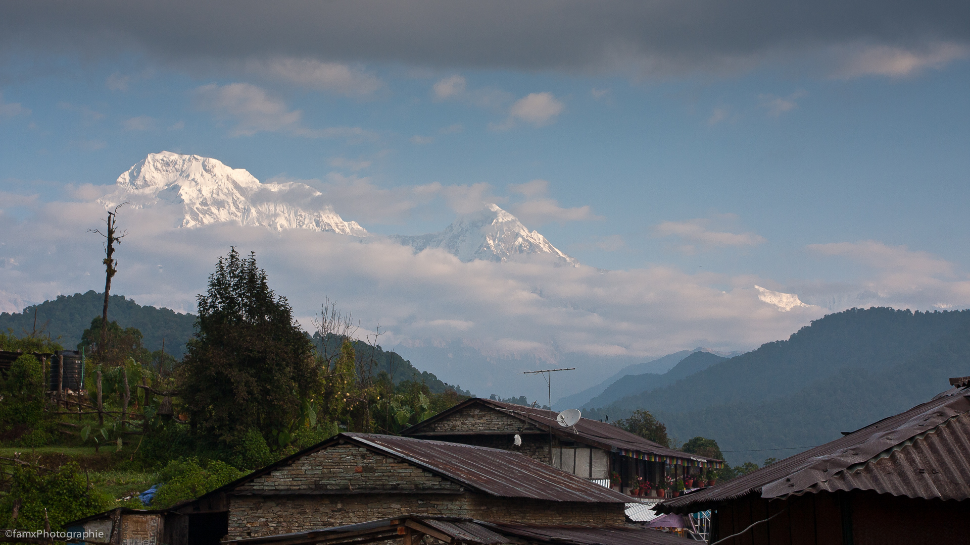 Annapurna Sud 7219m, Hiun Chuli 6434m, Népal, Pothana, Sanctuaire des Annapurnas (Famx40dd11_4615)