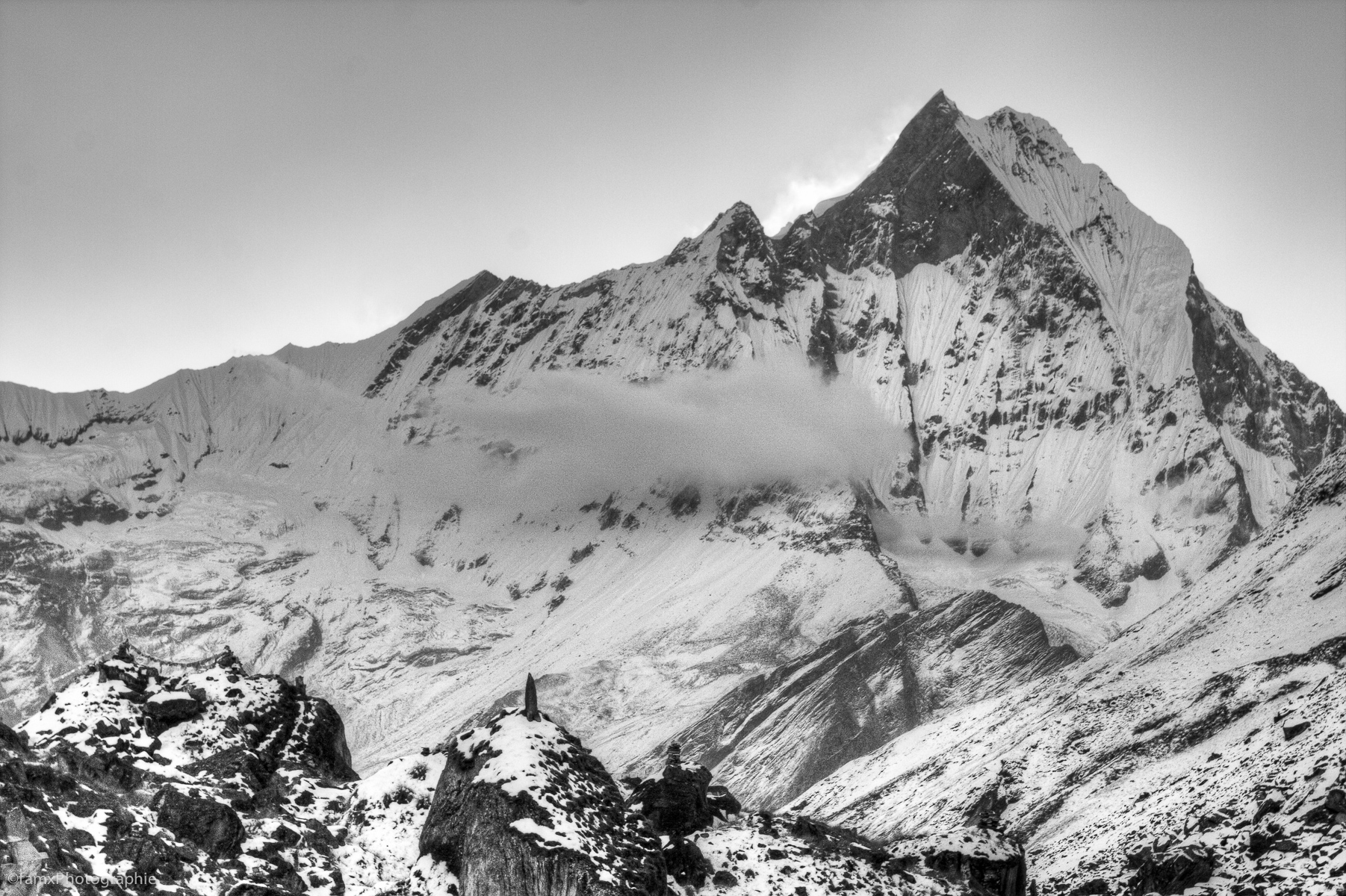 Annapurna Base Camp 4130m, HDR, Noir & blanc, Népal, Sanctuaire des Annapurnas (Famx40dd11_5557_tonemapp)