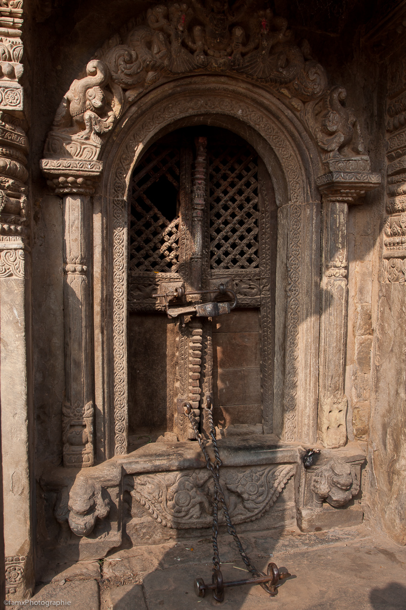Bhaktapur, Détail, Népal, Temple (Famx40dd11_6430)