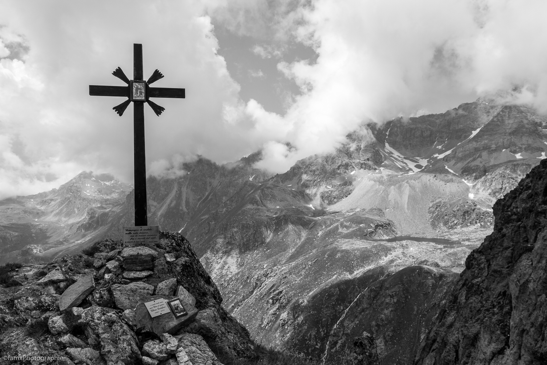 Alpes, Croix, Italie, Noir & blanc, Val d'Aoste (Famx7d21_34873)