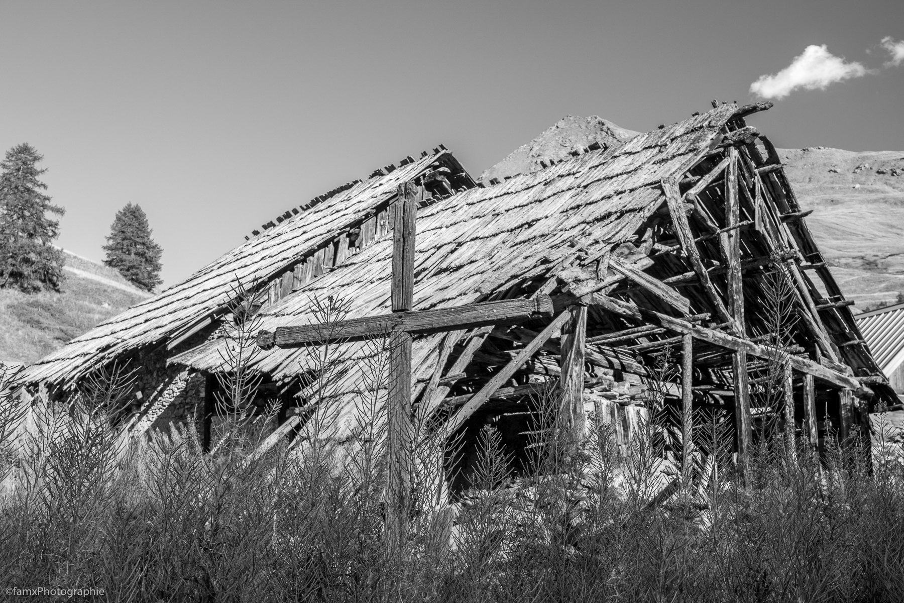 Croix, France, Massif du Queyras, Noir & blanc, Ruine (Famx7dII22_2513)