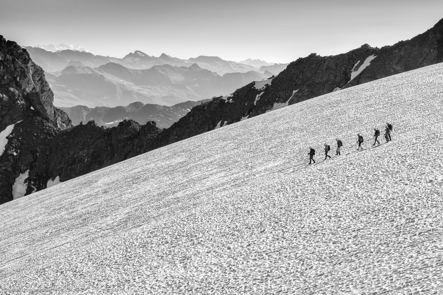 Alpiniste, France, Massif de la Haute Maurienne, Noir & blanc (Famx7DdII25_7795-SEP2)